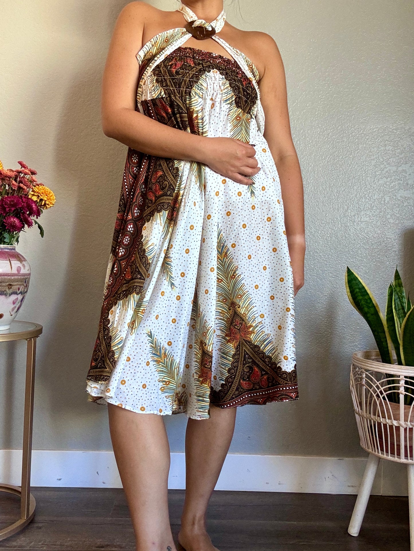 White Freedom Skirt / Dress with Coconut Shell