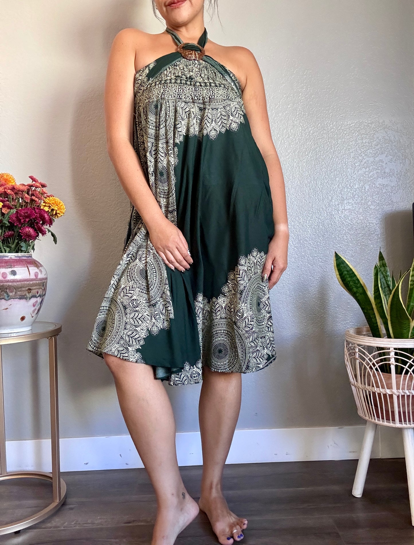 Dark Green Abundant Skirt / Dress with Coconut Shell