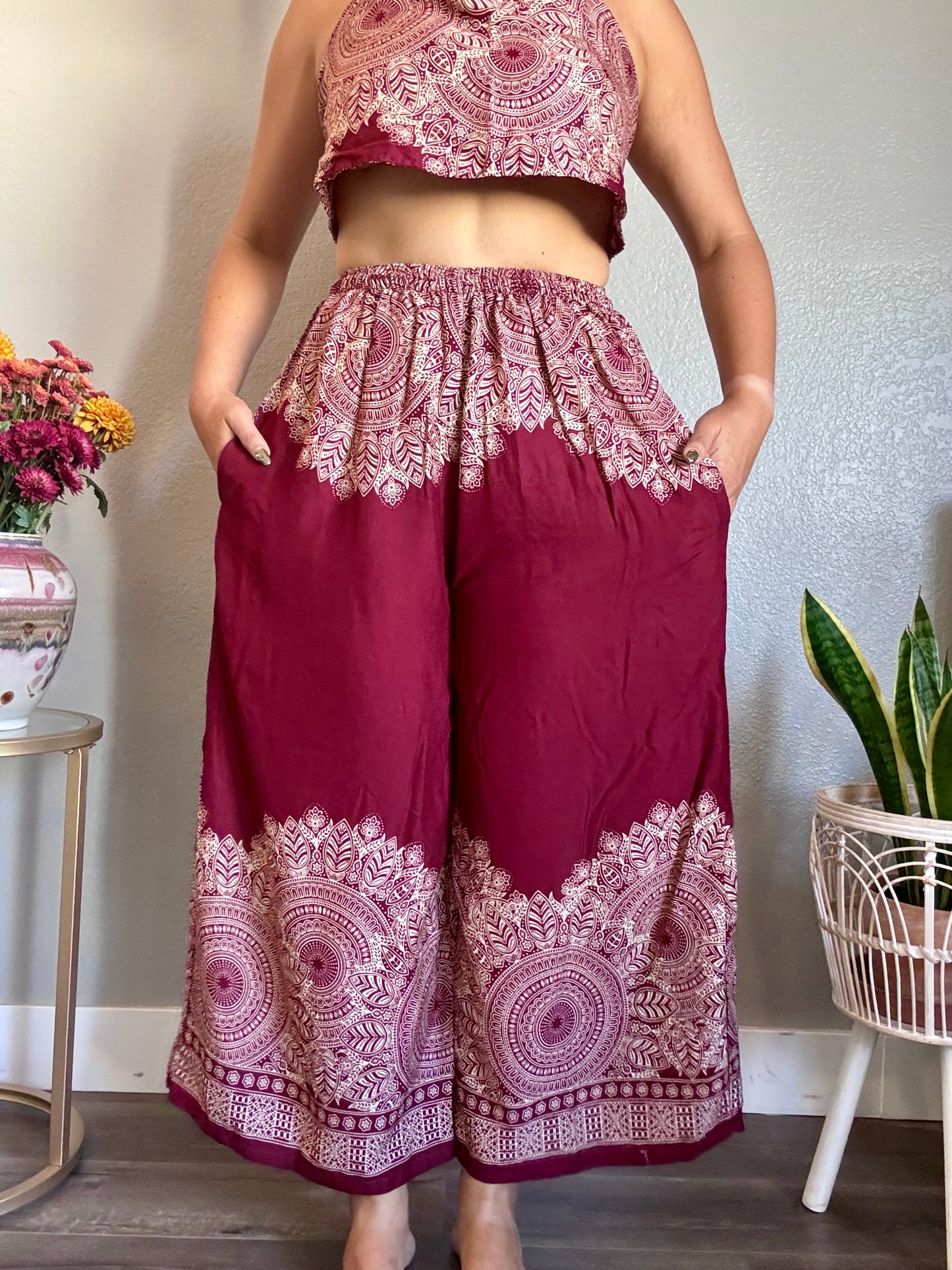 Maroon Abundant Pants with Pockets