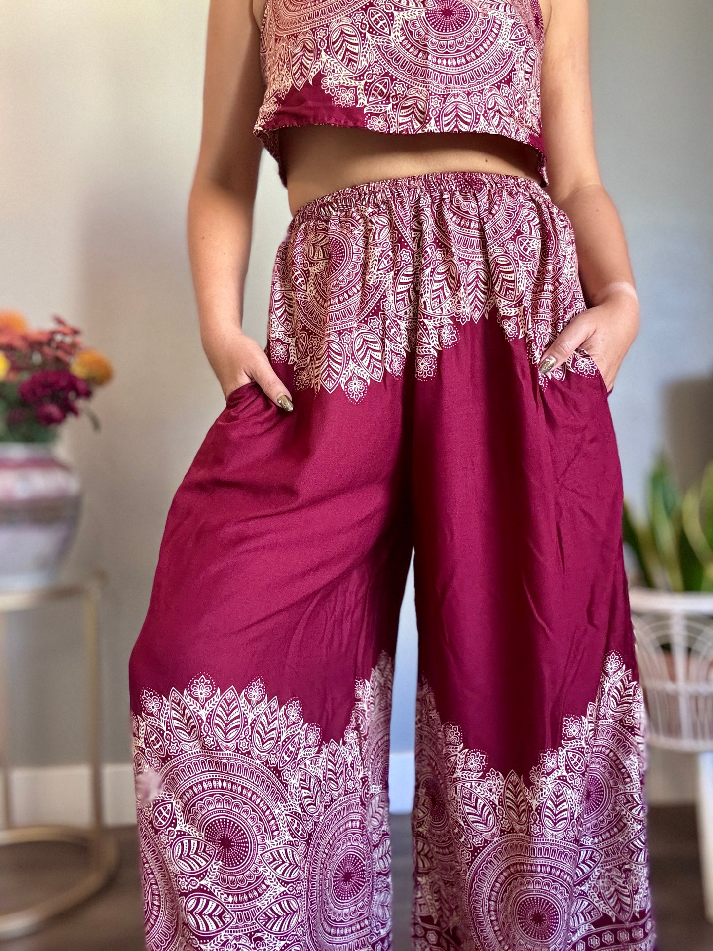 Maroon Abundant Pants with Pockets