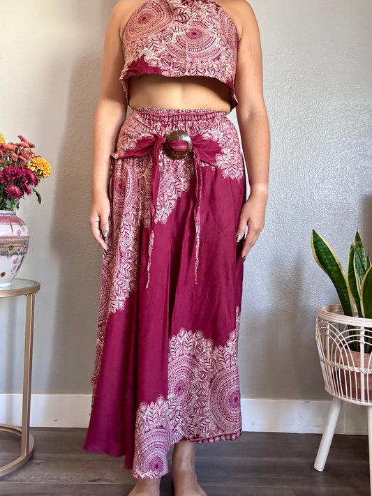 Maroon Abundant Skirt / Dress with Coconut Shell
