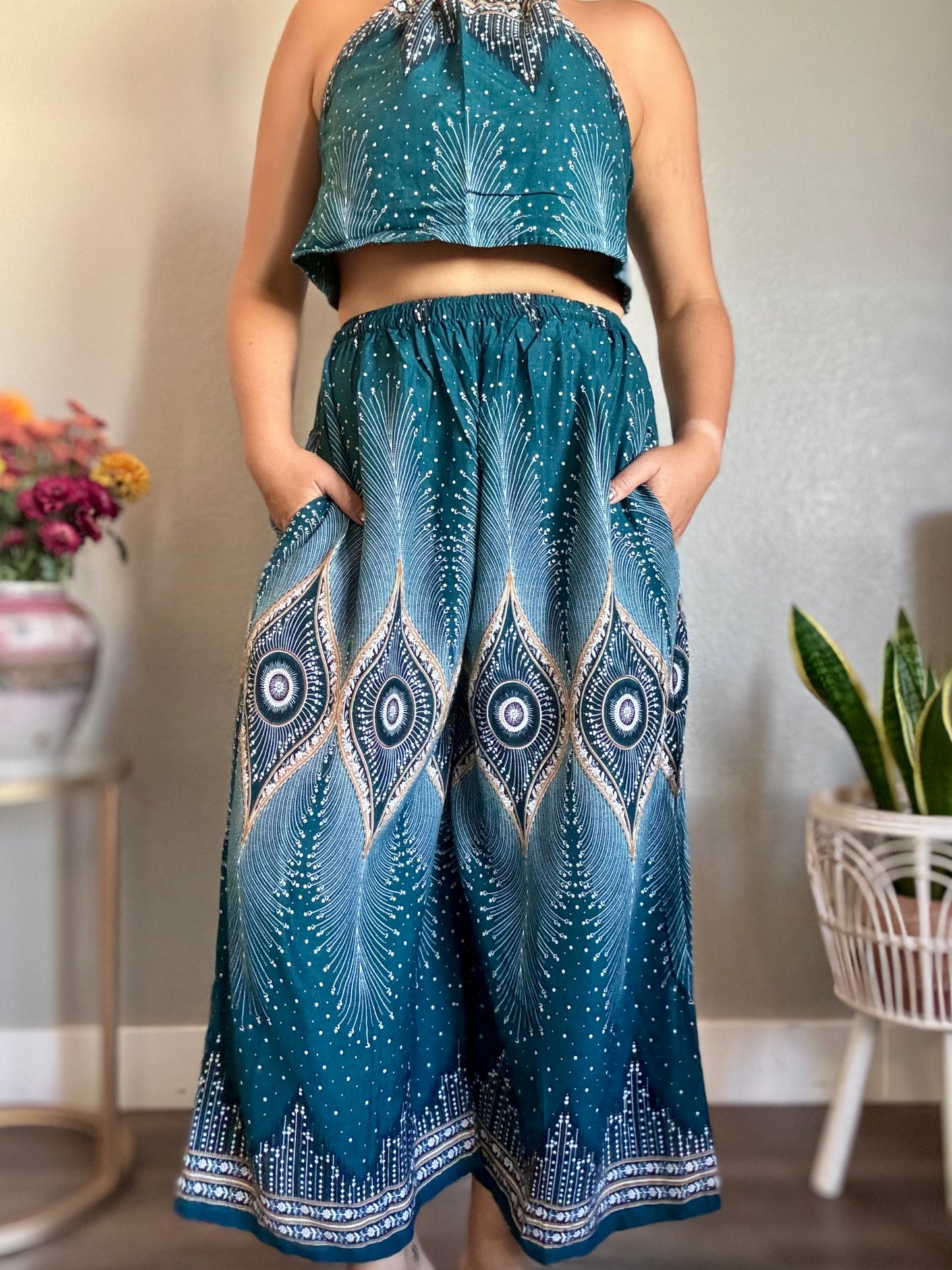 Teal Pleasant Pants with Pockets