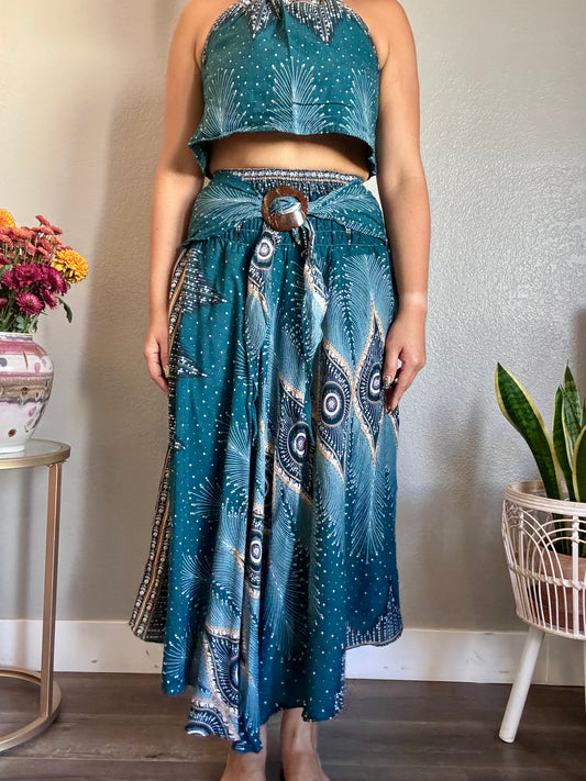 Teal Pleasant Skirt / Dress with Coconut Shell