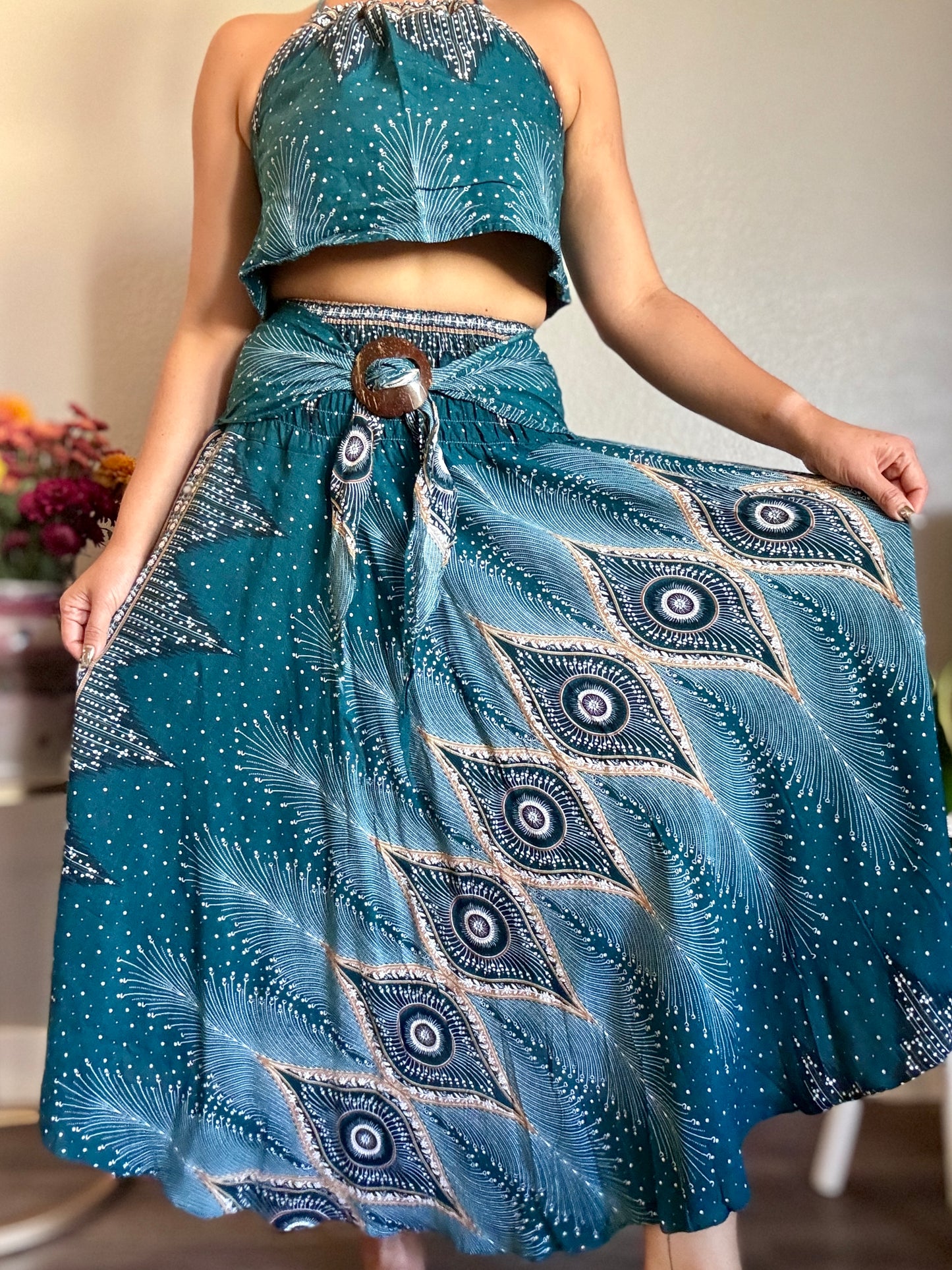 Teal Pleasant Skirt / Dress with Coconut Shell