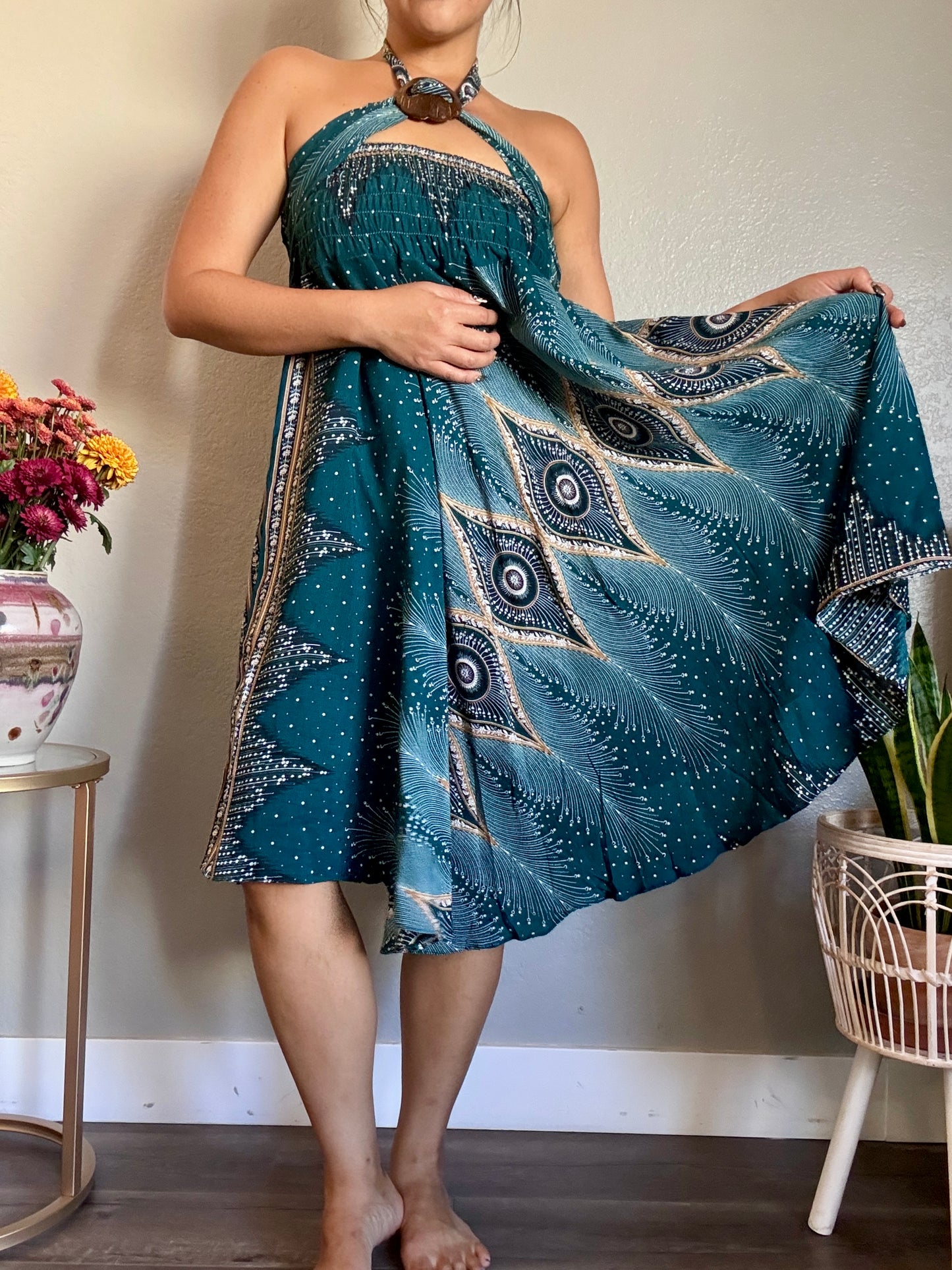Teal Pleasant Skirt / Dress with Coconut Shell