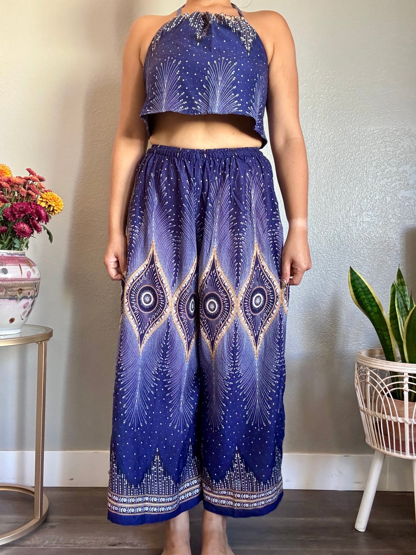 Blue Pleasant Pants with Pockets