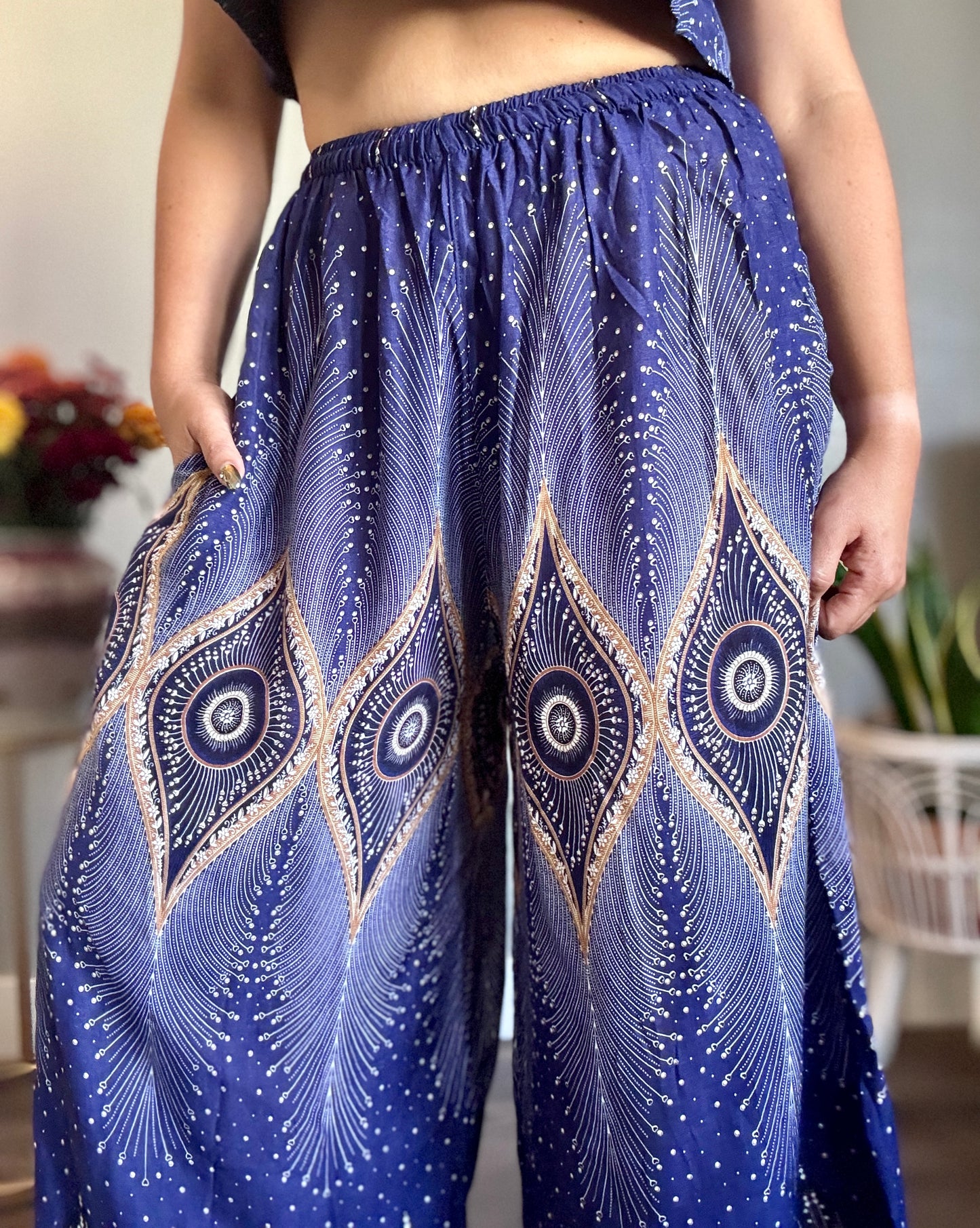 Blue Pleasant Pants with Pockets