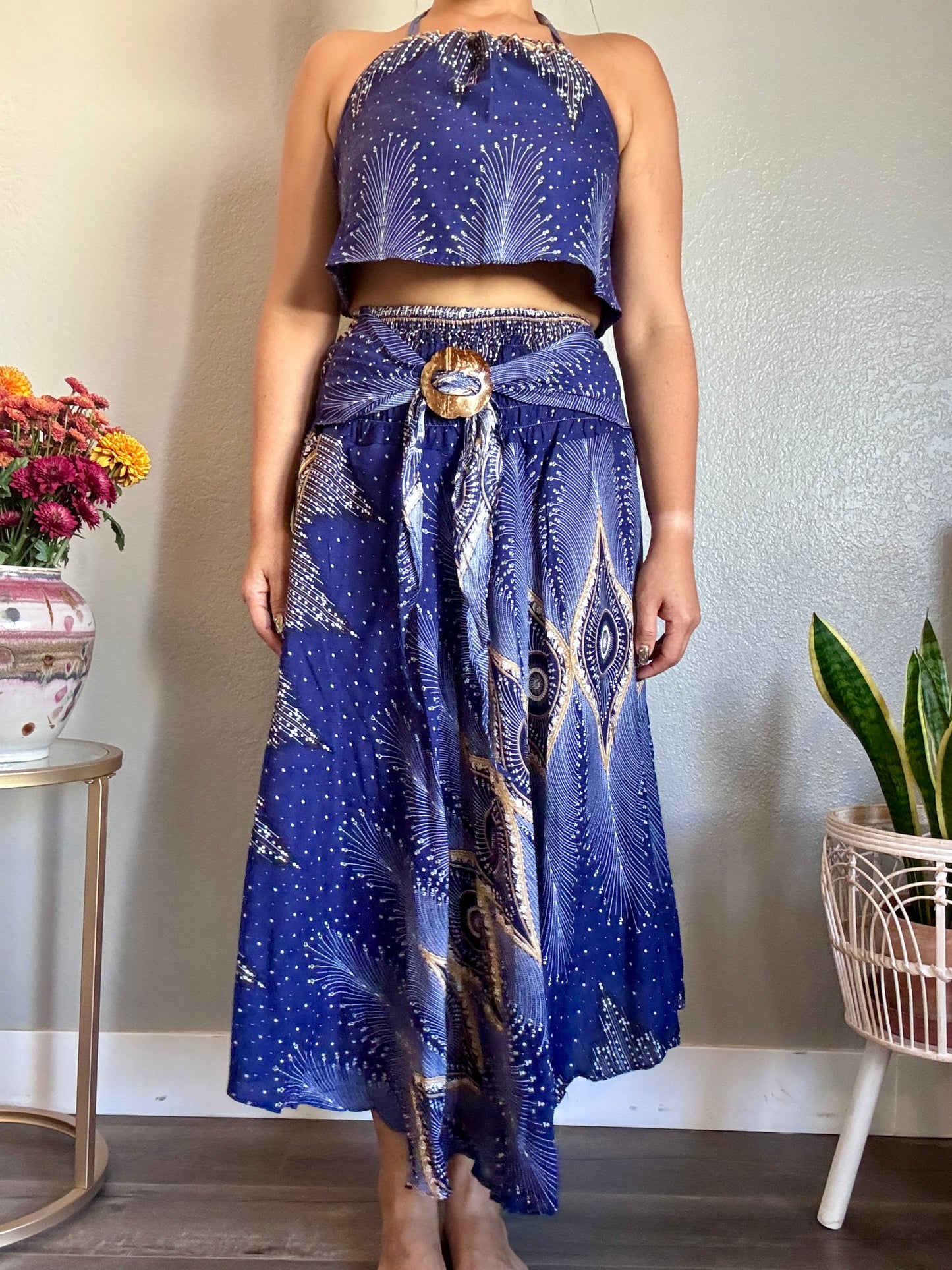 Blue Pleasant Skirt / Dress with Coconut Shell