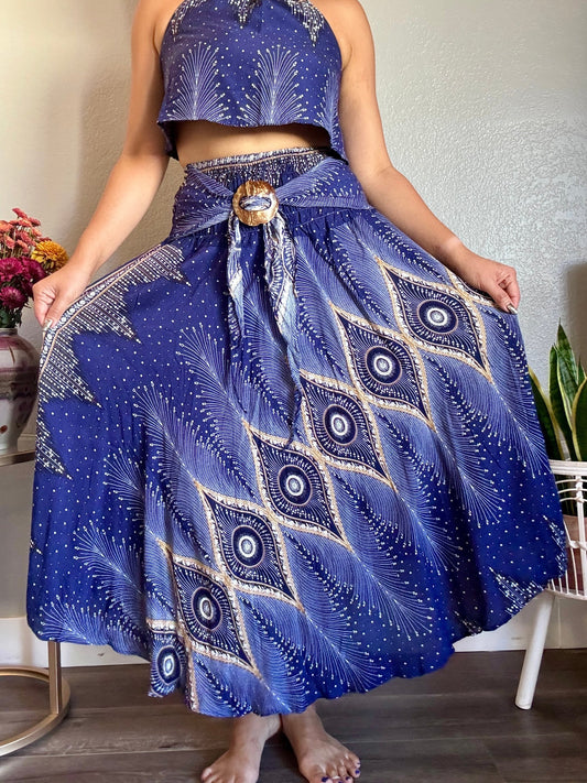 Blue Pleasant Skirt / Dress with Coconut Shell
