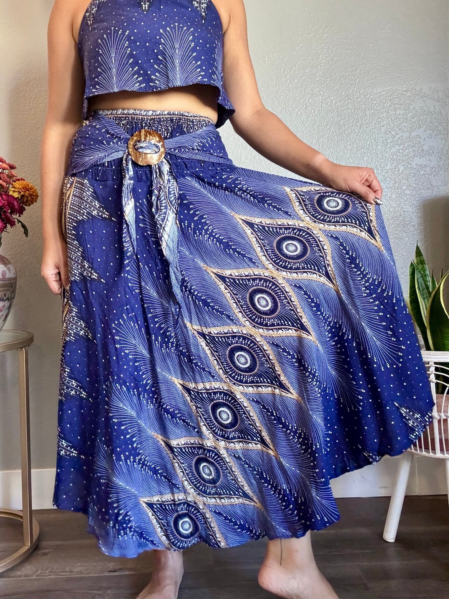 Blue Pleasant Skirt / Dress with Coconut Shell