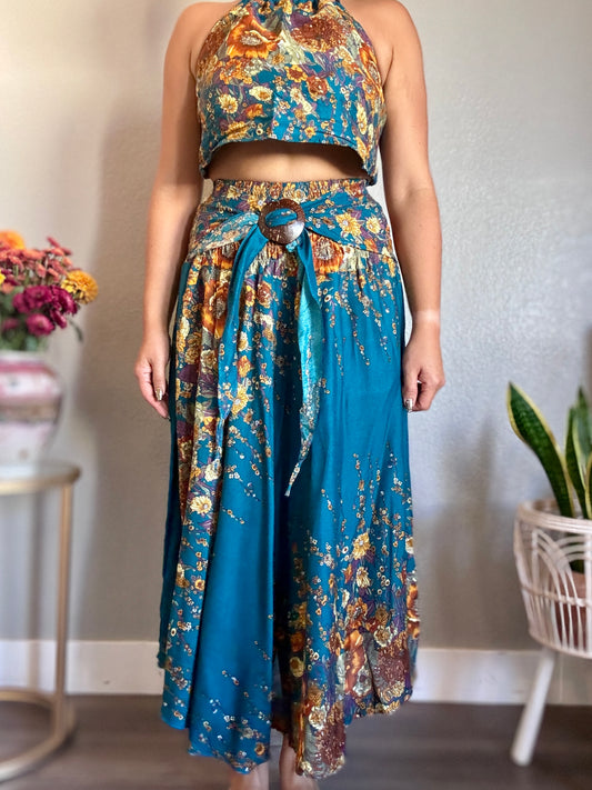 Teal Merry Skirt / Dress with Coconut Shell