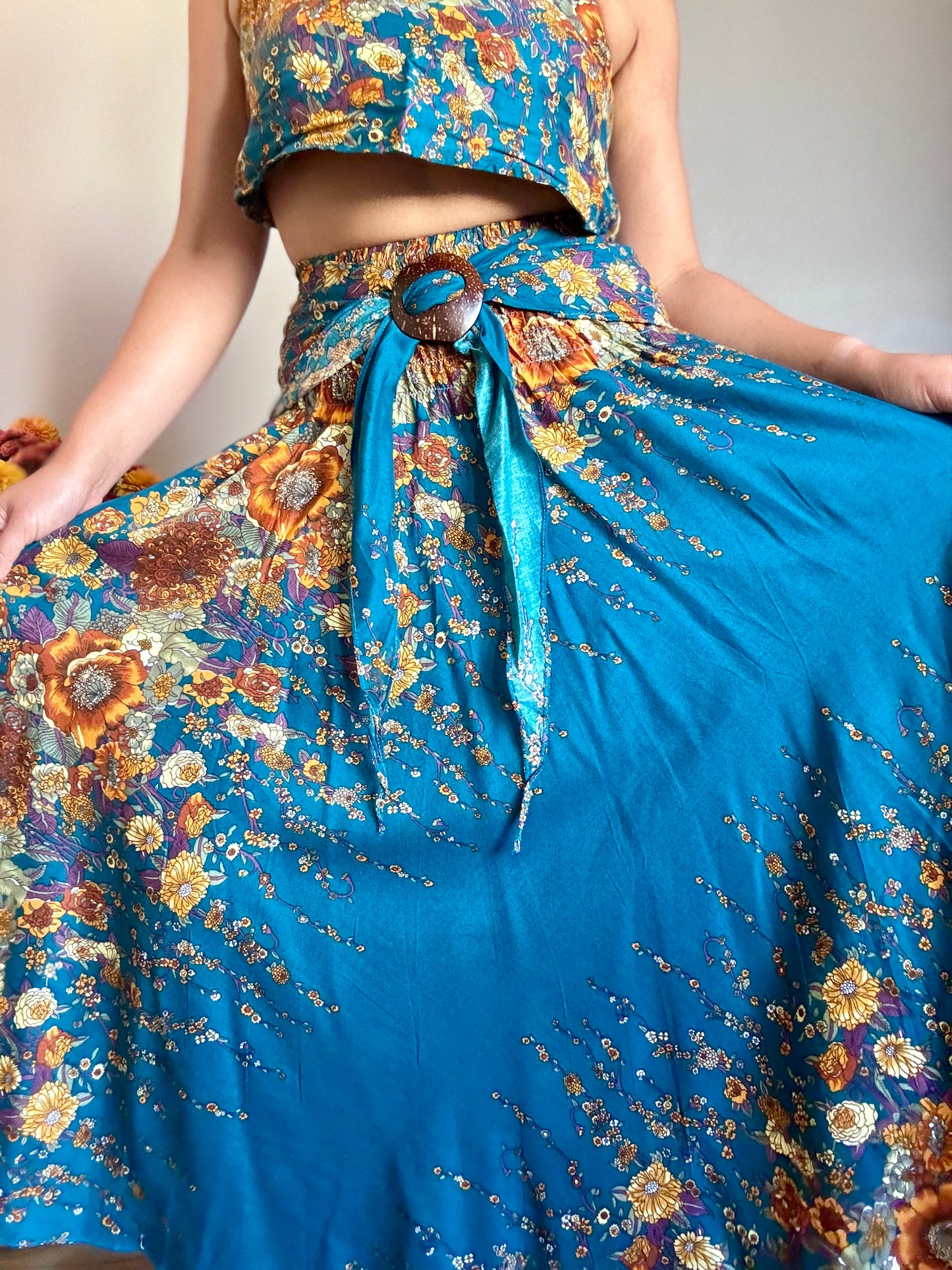 Teal Merry Skirt / Dress with Coconut Shell