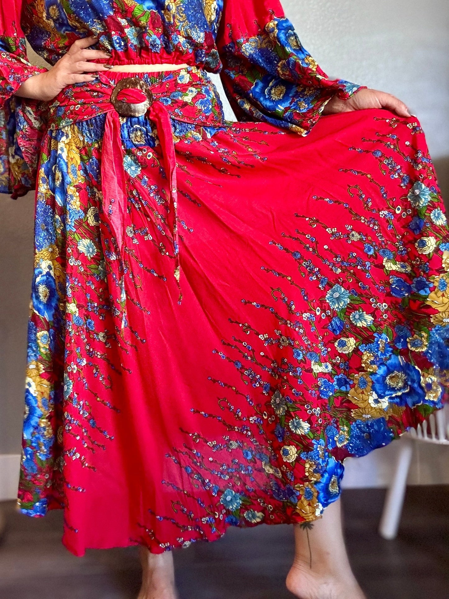 Red Merry Skirt / Dress with Coconut Shell