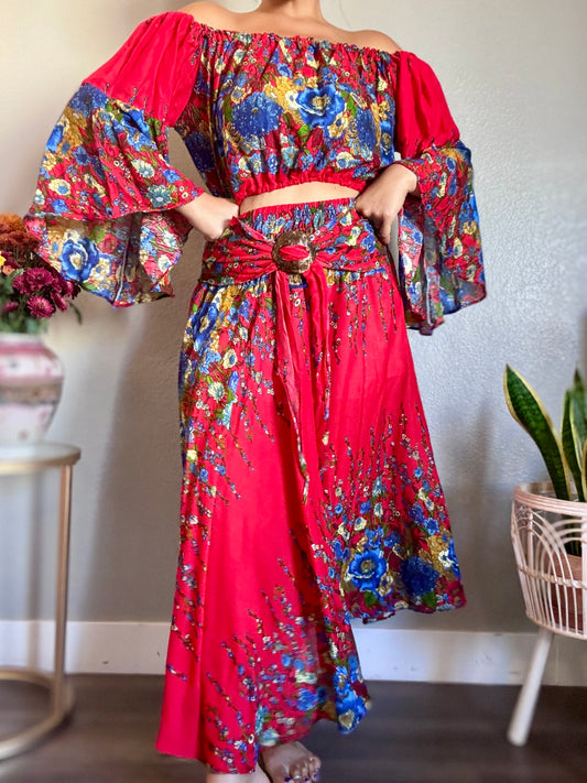 Red Merry Skirt / Dress with Coconut Shell