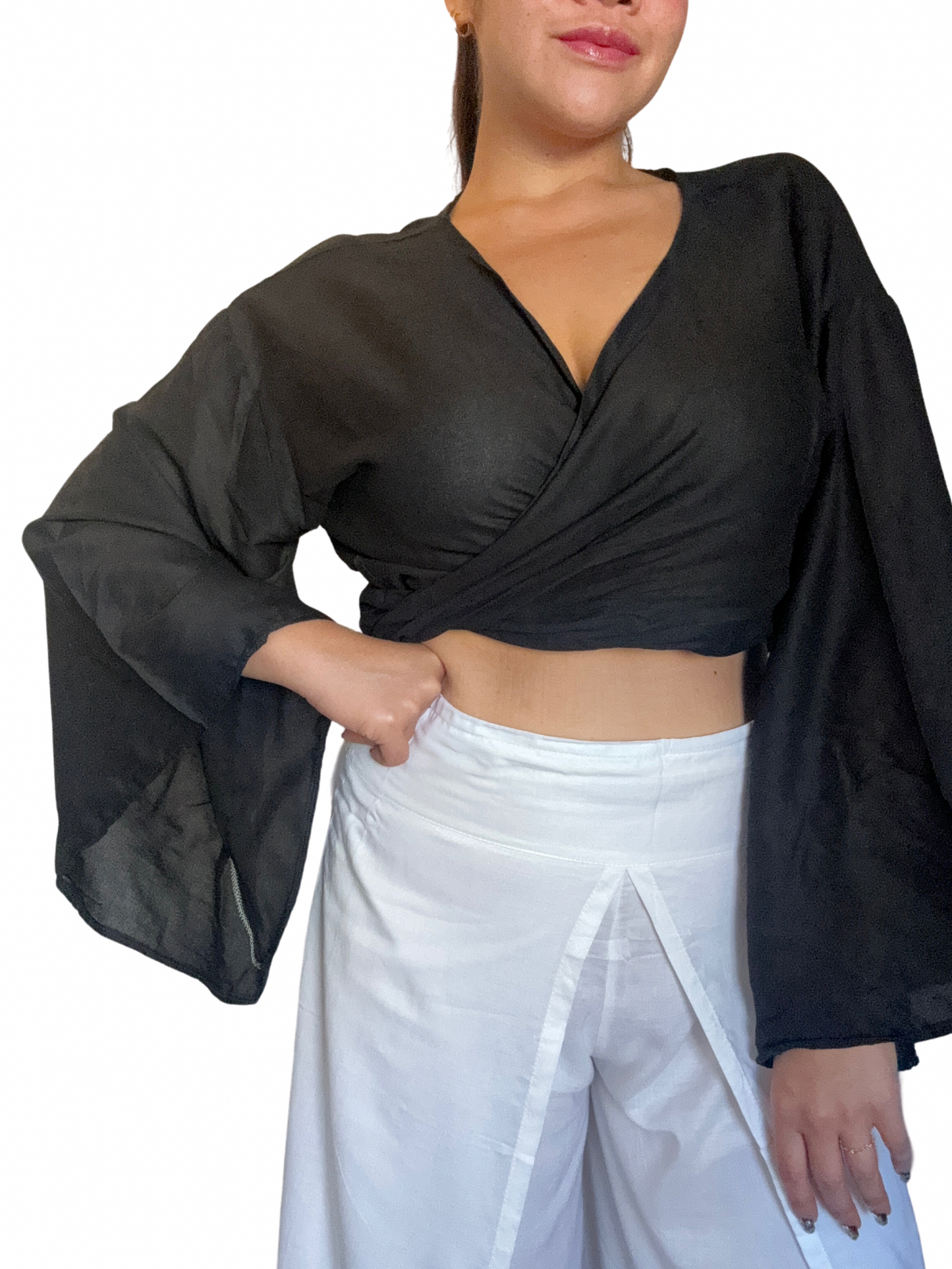 Solid Black Wrap Around Top