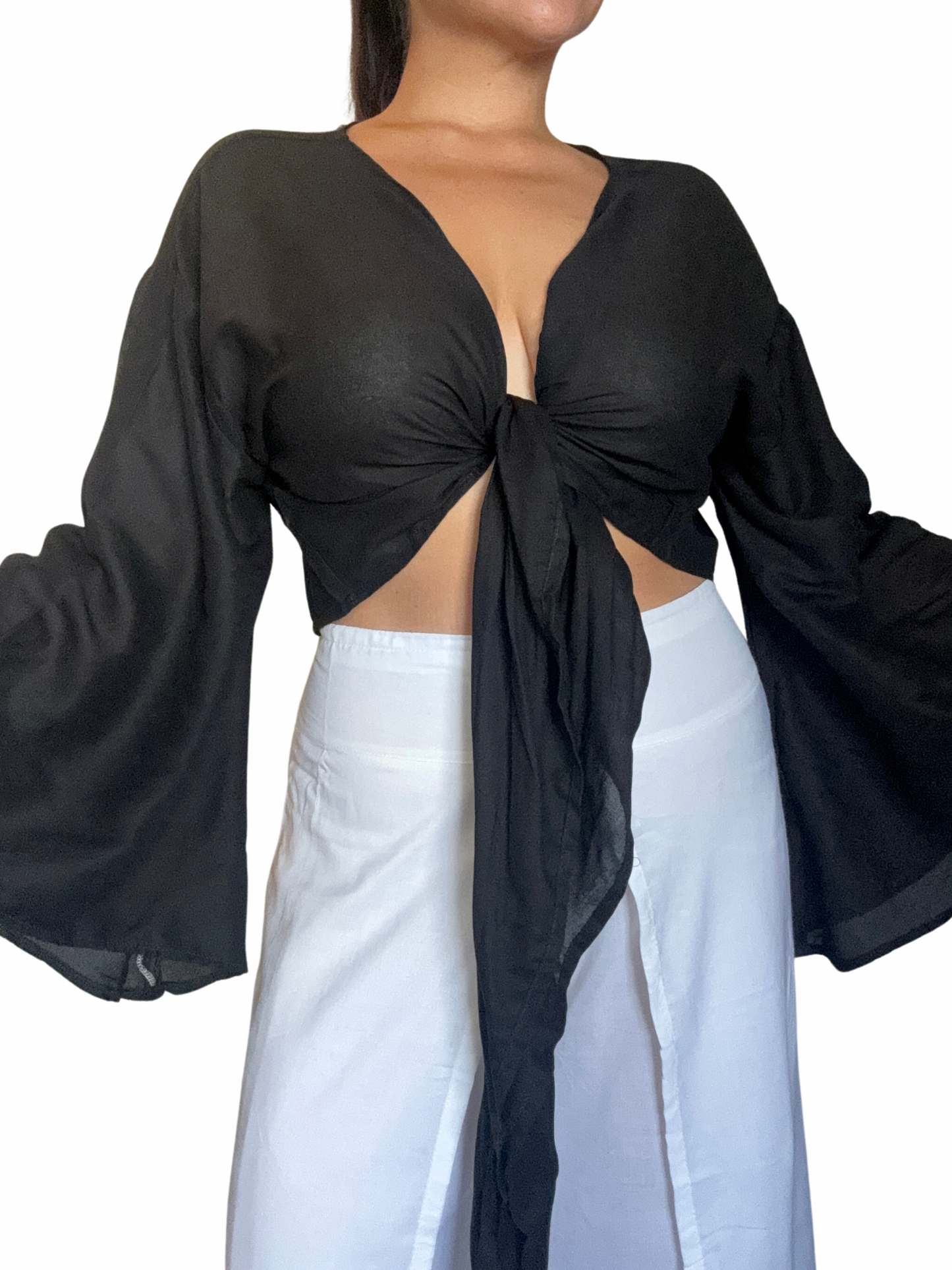 Solid Black Wrap Around Top