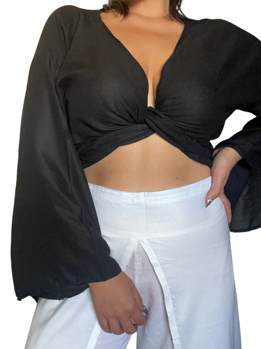 Solid Black Wrap Around Top