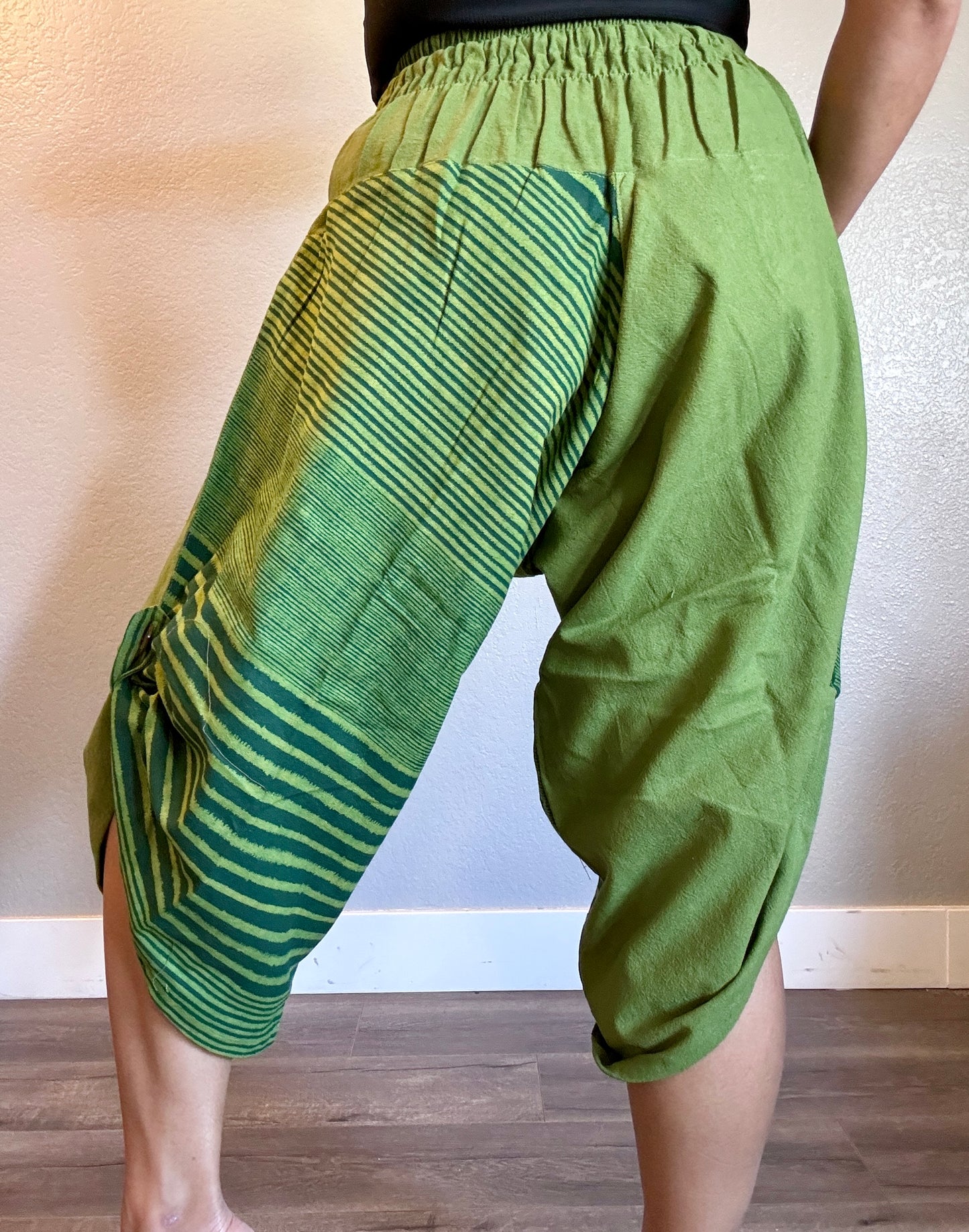 Unisex Cotton Shorts - Green Stripes