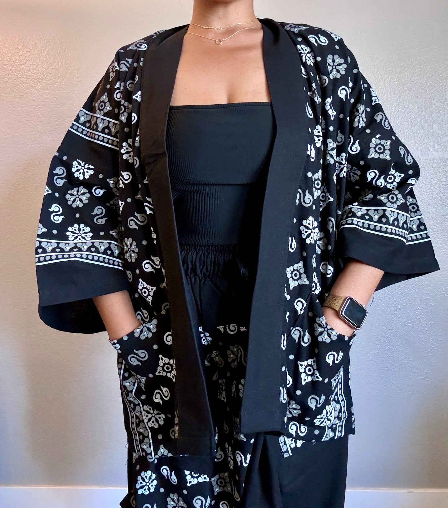 Unisex Cotton Kimono - Black Alpha