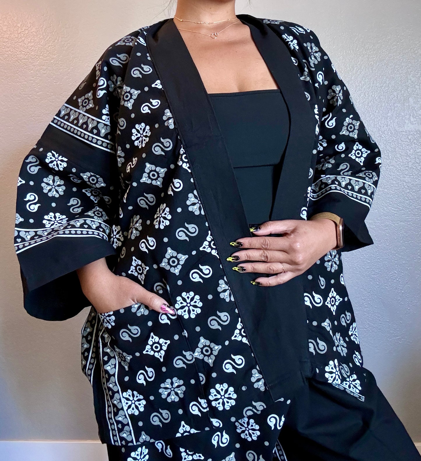 Unisex Cotton Kimono - Black Alpha