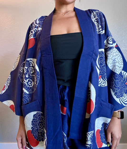 Unisex Cotton Kimono - Blue Joey