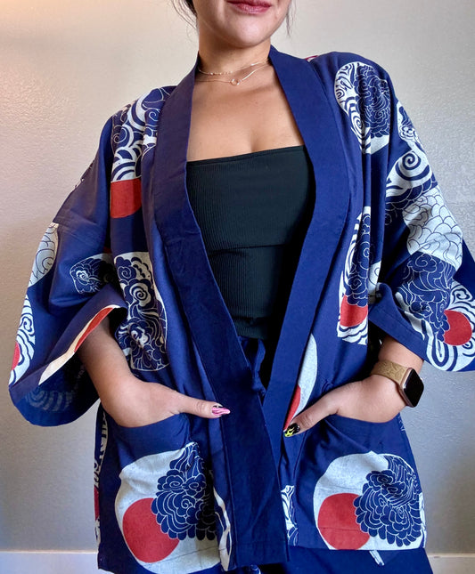 Unisex Cotton Kimono - Blue Joey