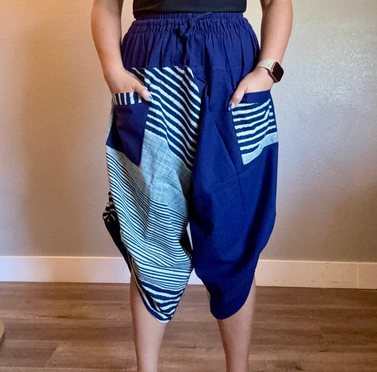 Unisex Cotton Shorts - Blue Stripes