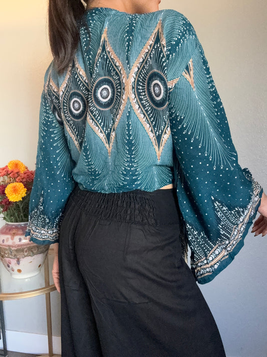 Teal Pleasant Wrap Around Top