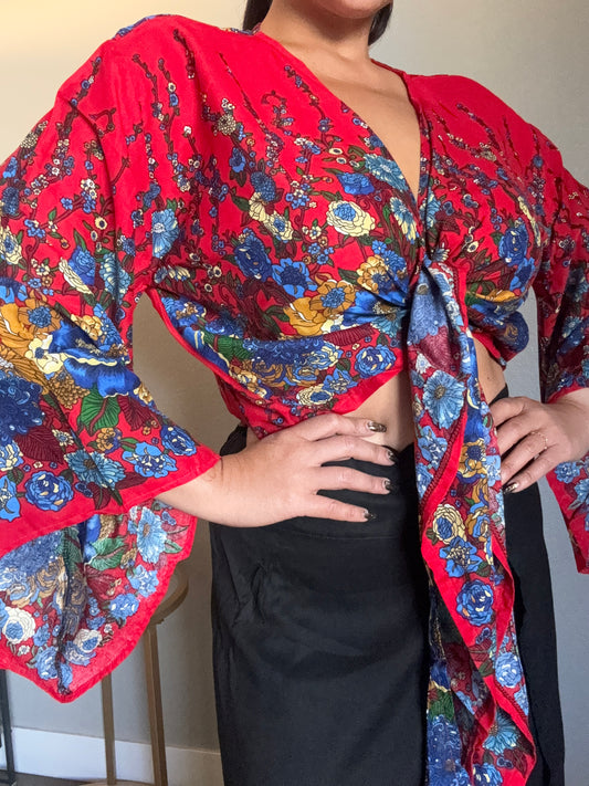 Red Merry Wrap Around Top