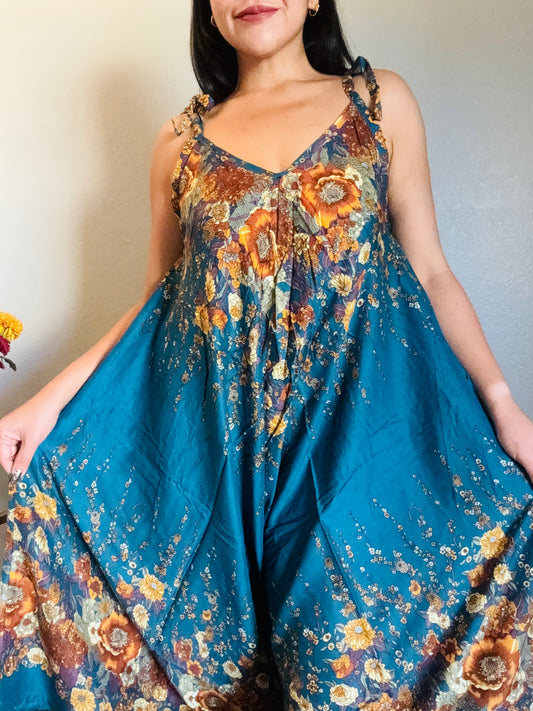 Teal Merry Romper with Pockets