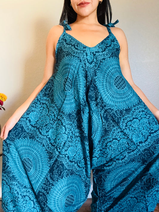 Blue Hearty Romper with Pockets