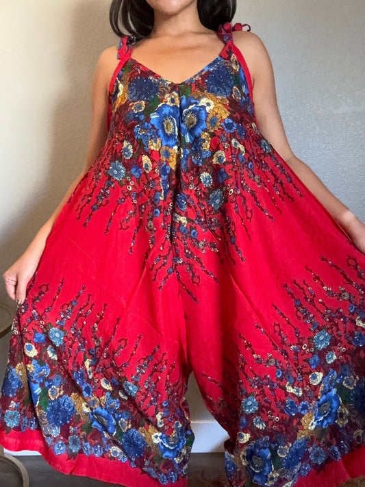 Red Merry Romper with Pockets