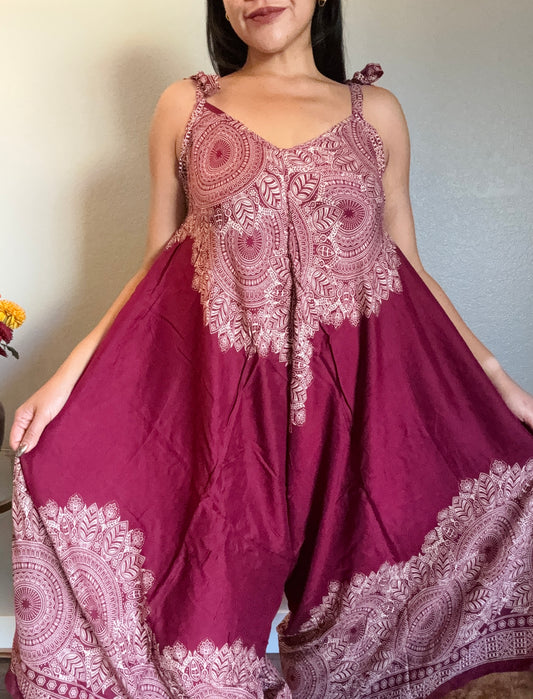 Maroon Abundant Romper with Pockets