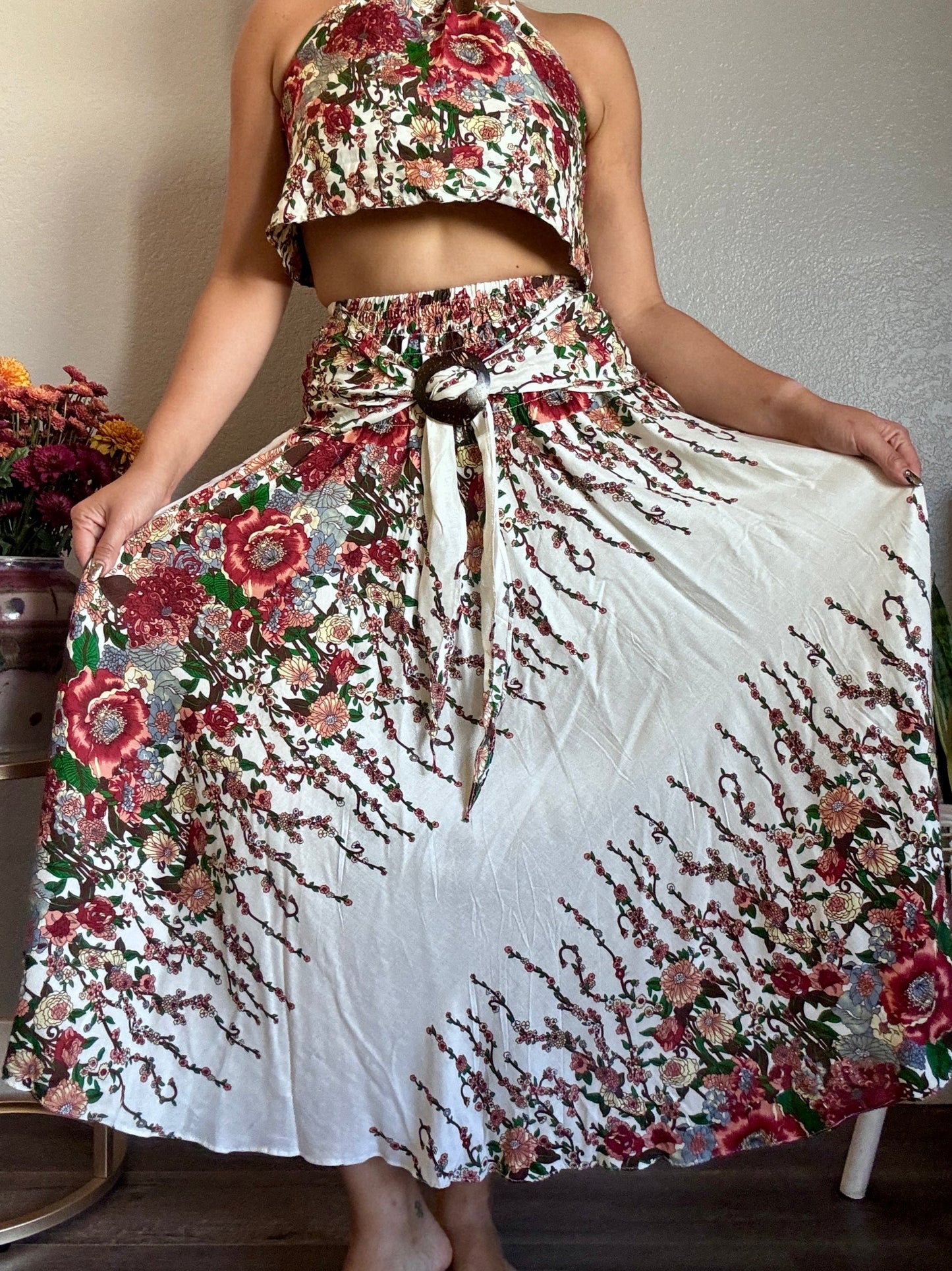 Beige Merry Skirt / Dress with Coconut Shell