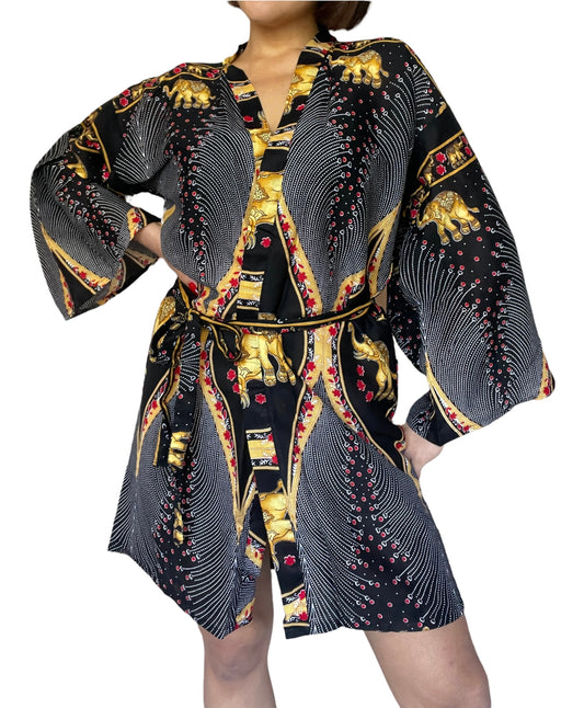 Golden Elephants Kimono Robes x