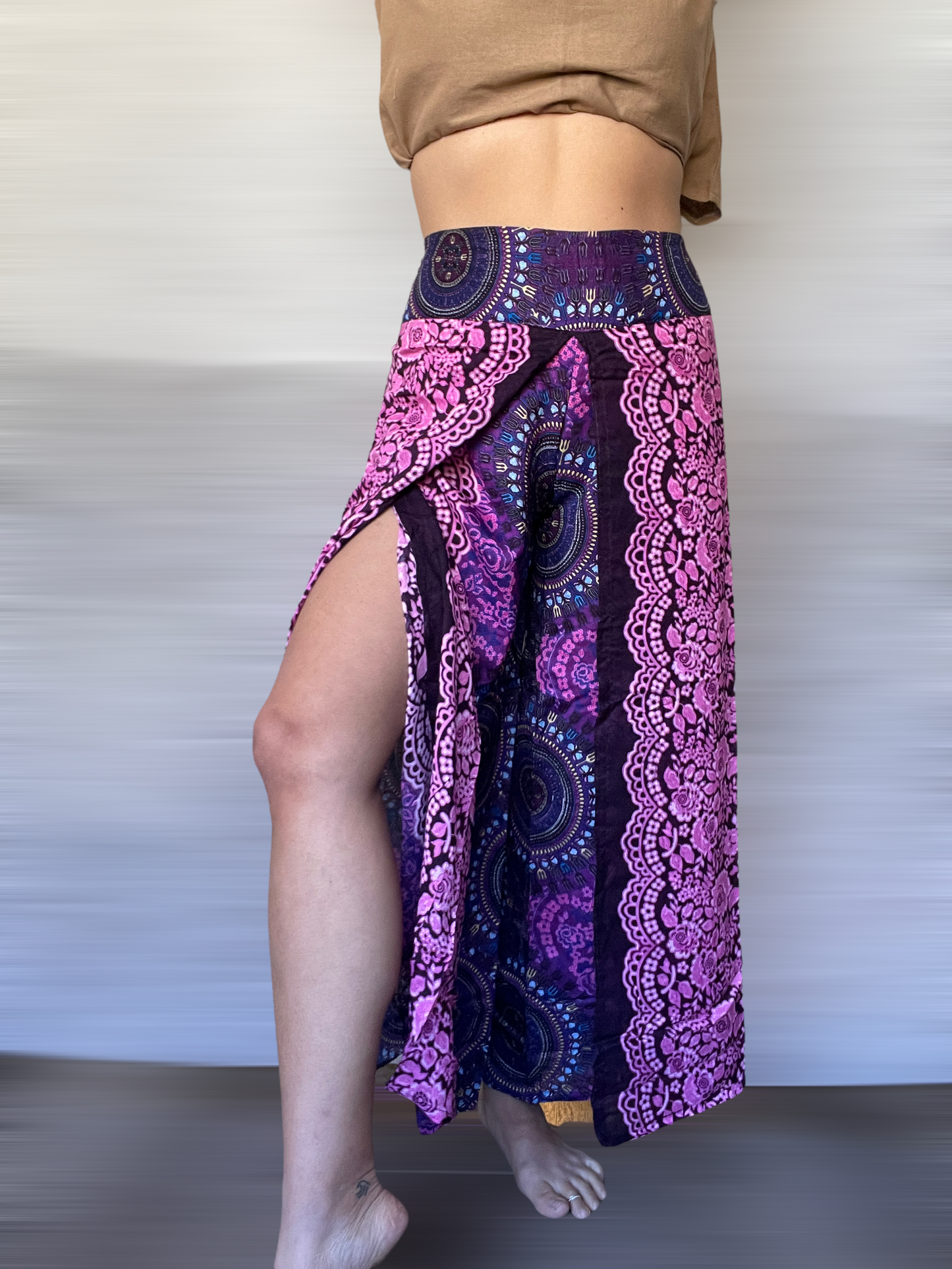 Pink and Purple Mandalas Wrap Around Harem Pants