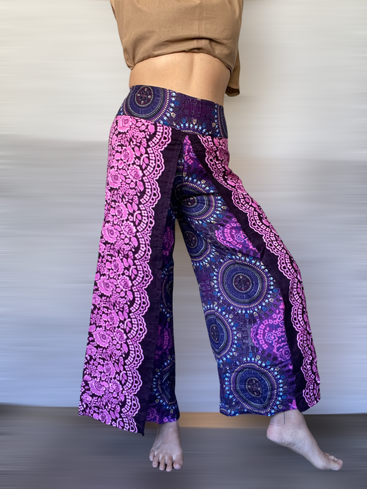 Pink and Purple Mandalas Wrap Around Harem Pants
